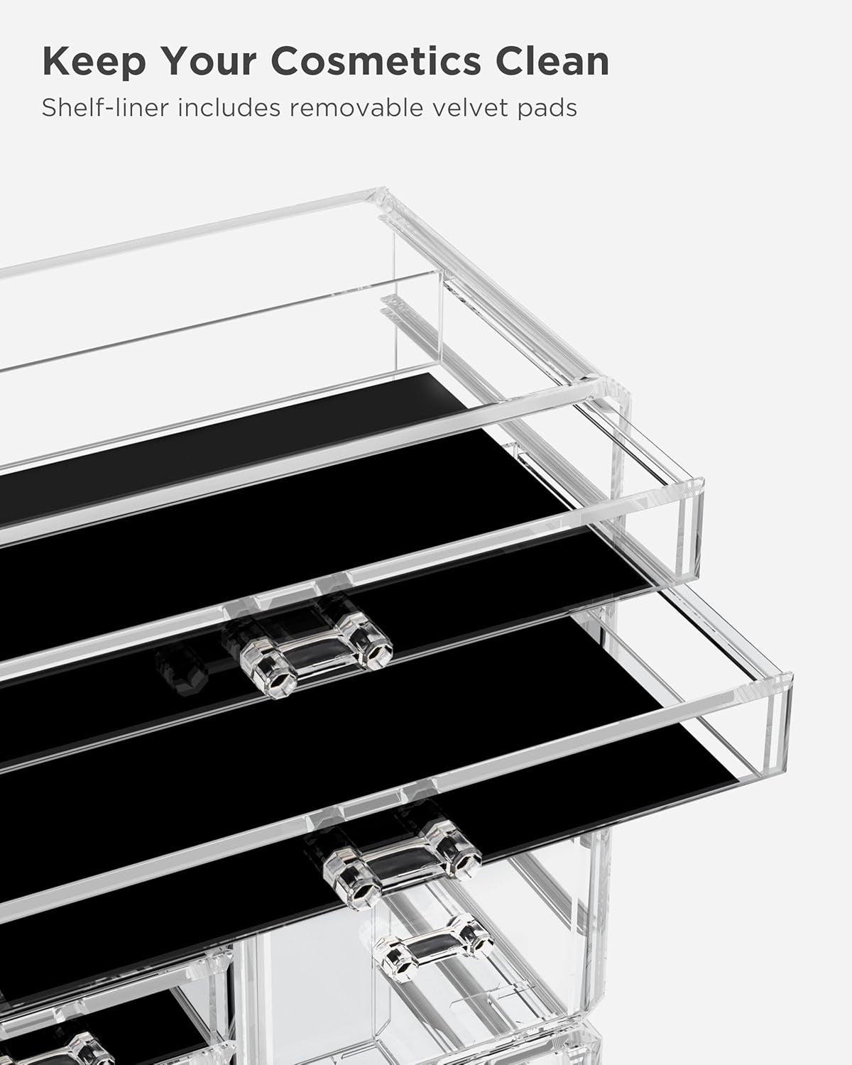 Acrylic Clear Dustproof Makeup Storage Organizer Drawers Large Skin Care Cosmetic Display Cases for Bathroom Stackable Storage Box with 11 Drawers for Vanity (Clear)